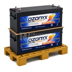 2 Bater�as Solares 250 Amperios 12 Voltios sin mantenimiento | Ozonyx OZX250.AS